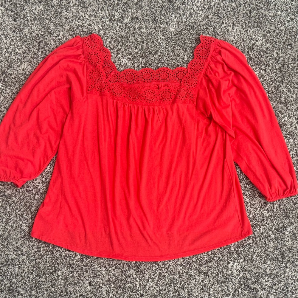 LOFT Hot Pink Puff Sleeve Ruched Blouse